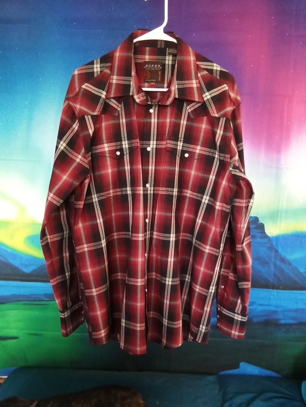 Roper Red and Black Plaid Western Button-Up Shirt